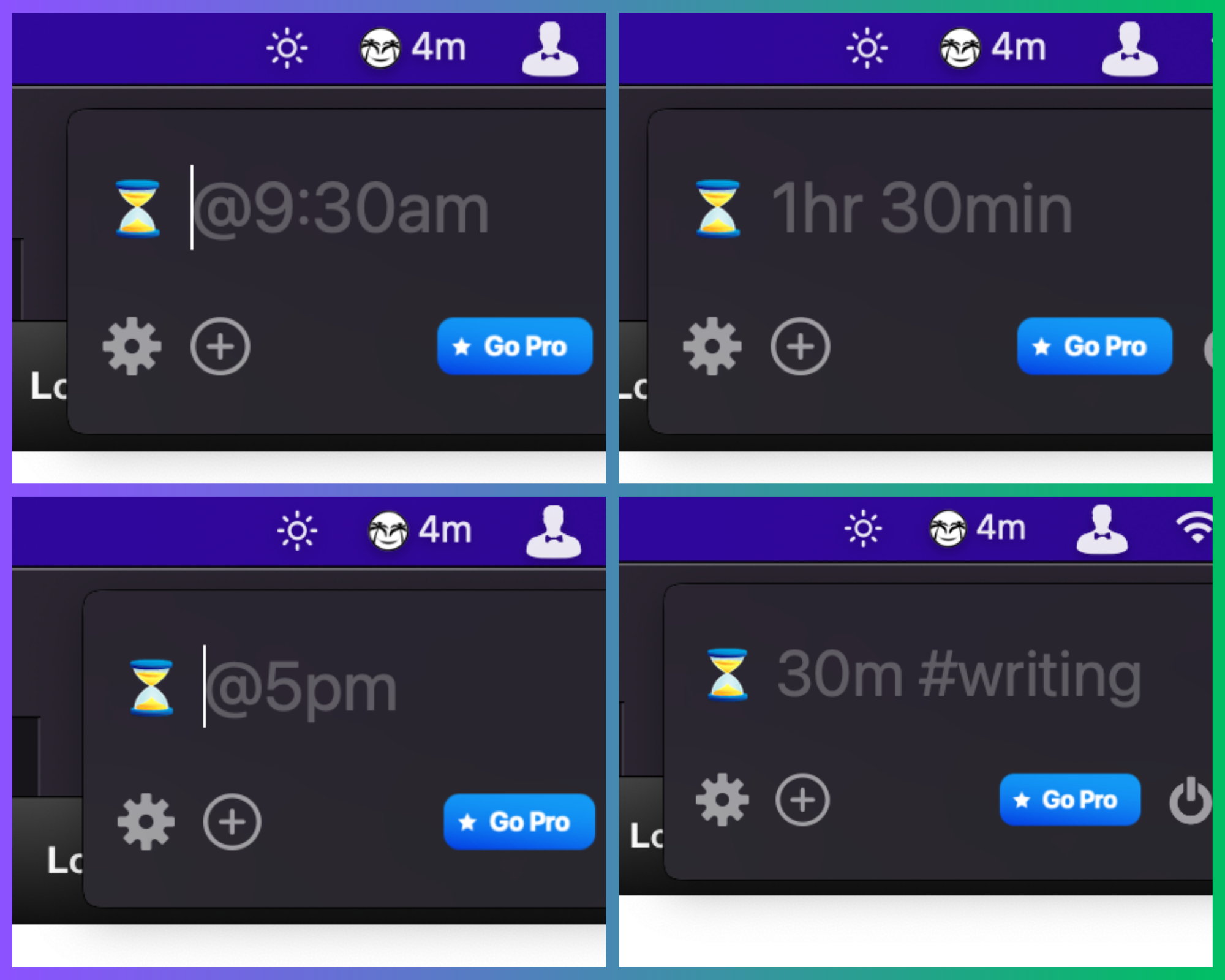 Horo timer placeholder examples